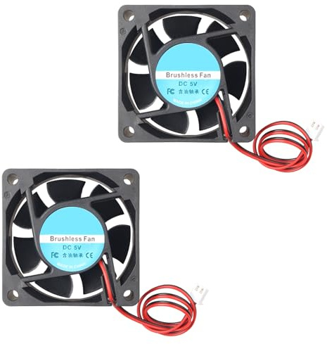 Jopto 2 Stück 6025 Lüfter DC 5V Bürstenloser Kühlkühler Ventilator 60 x 60 x 25 mm Geräuschloser 2 pin-kühlgebläse mit 30cm Kabel für 3D-Drucker PC CPU Computergehäuse Lüfterkühler