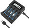 CITYORK 4 Slots Chargeur Piles Rechargeable AA et AAA avec 4 Piles Rechargeables Lithium-ION AAA 1,5 V 1200mWh