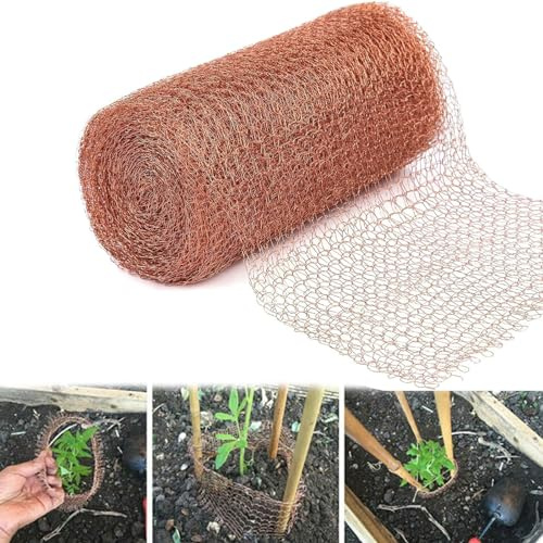 NAUXIU Copper Rings for Plants Slug Deterrent, Copper Mesh Slug Repellent UK,copper Mesh for Slugs,Copper Mesh for Pest Control,Slug Nematodes Snail Repellent Double Layer Knit Copper Wire Mesh