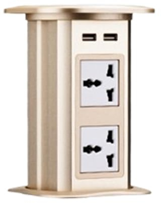 Pop Up Socket Embedded Kitchen Island Desktop Power Strip Automatic Electric Wireless Charging Waterproof Invisible Power Strip,Gold-4-jacks