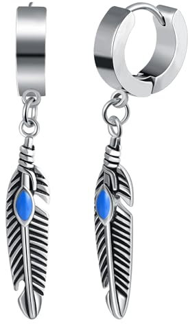 Yumilok Feder Edelstahl Creolen-Ohrringe Quasten Ohrringe Ohrstecker Herren Männer Edelstahl Ohr Tunnel Ohrringe Piercing Huggie Ohr Manschette