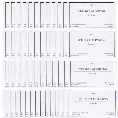 You Suck at Parking Stickers - Schlechte Parkausweise - Lustige Parkausweise - Lustige Parkausweise, Gag Note Streich Karten, Doppeldruck Auto Zubehör für Erwachsene