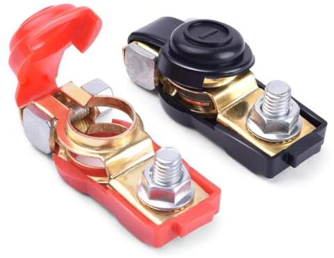 Morsetti per Batterie, 2 Pezzi Terminali di Batteria Connettori di Batteria Positivo e Negativo, Morsetti Della Batteria Connettori, Morsetti per Terminali Batteria in Rame a Sgancio Rapido Morsetti
