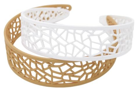 Kabelife 2 Stück 3 CM Haarreifen Kunststoff Breit Haarreif Stirnbänder mit Zähnen harte Haarbänder Haarschmuck für Damen Mädchen (Weiß+Khaki, Breit)