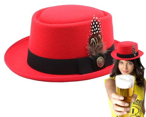 Generisch Oktoberfest-Outfits Hut,Oktoberfest-Bayerischer Kostümhut,Oktoberfest-Hüte für Herren | Mit Federn, Emblemen Oktoberfest-Kostümzubehör, Oktoberfest-Outfits Damen, mit Federn und Emblemen