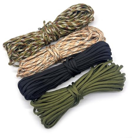 YEJAHY 40 m Paracord 4 mm, 4 unidades de cuerdas de paracord de 33 pies, cuerda de camping, cuerda resistente a desgarros, cuerda para supervivencia, exterior, camping, correa de perro, pulsera de