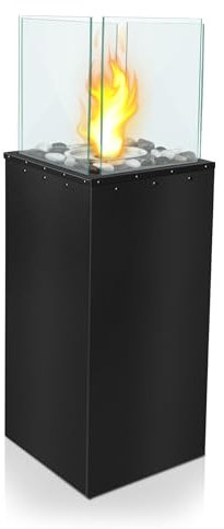 FIVMEN Ethanol Kamin Freistehender Standkamin mit Deko Steine und Löschhilfe Gartenkamin Feuersäule Terrassenfeuer Indoor & Outdoor für Balkon Garten Deko, 24,5x20x80 cm