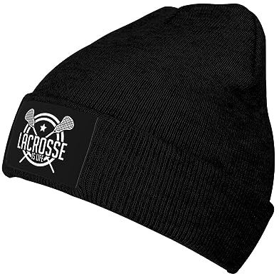 Beanie Mütze Lacrosse Ist Leben Strickmütze Unisex Wintermütze Daily Cuffed Hats Für Camping Wandern Travel