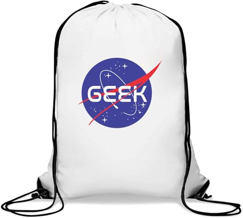 Geek Logo Gym Sack Casual Drawstring Bag White, weiß, Einheitsgröße
