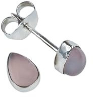 orecchini a bottone in argento 925 con quarzo rosa e pietra preziosa rosa, orecchini a bottone in argento sterling da donna, regalo