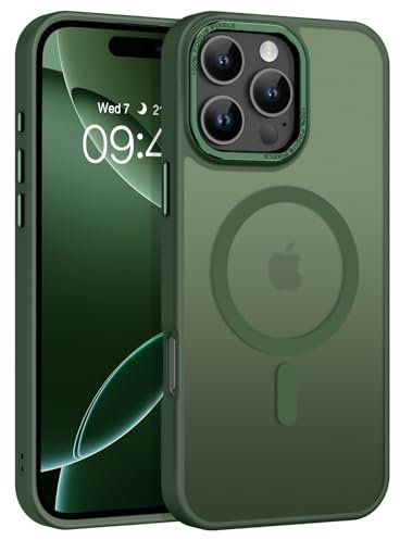 VENINGO Magnetic for iPhone 16 Pro Max Case,Compatible with MagSafe Matte Translucent TPU Bumper Shockproof 360 Protective Case for iPhone 16 Pro Max,Green