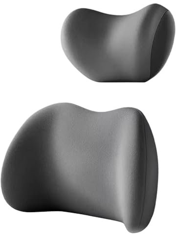 JHYGBKYHGG Auto Lendenkissen Nackenkissen Kit für Toyota Camry, Ergonomische Autositze Kopfstütze Lendenwirbelstütz Rückenstütze Kissen Zubehör,B/Grey