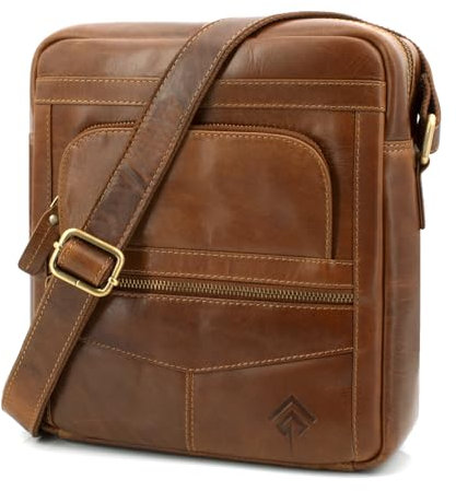JOREY Moderne Herren-Umhängetasche aus Echtleder, Funktional und Stilvoll, Ideal für Beruf und Alltag (Camel)