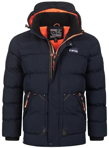 Geographical Norway Herren Winter Jacke warm gefüttert Parka Steppjacke Outdoor gesteppt, Farbe:Navy, Größe:XXL