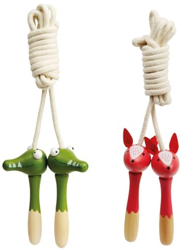 Bigjigs Toys Animal Skipping Ropes, Fox & Crocodile 2 Piece Wooden Set
