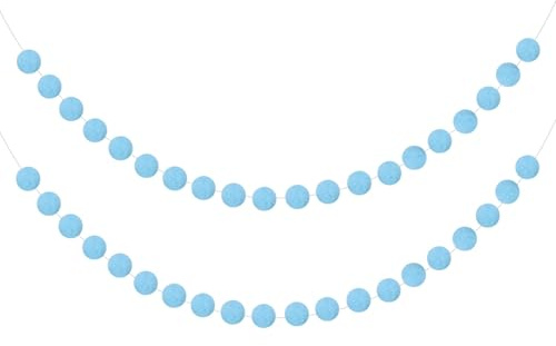 sourcing map 2 x Pompom-Girlande, 2 m, 20 Bälle, bunte Filzkugel-Girlande für Wand, Weihnachtsbaum, Dekoration, Geburtstag, Banner, Ostern, Party-Dekorationen, Blau