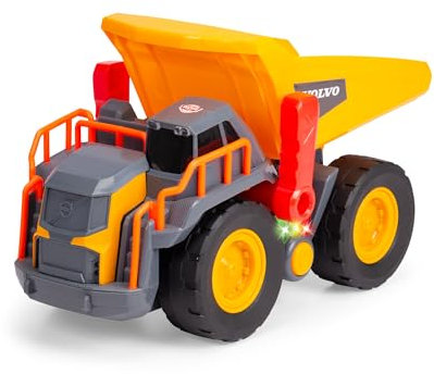 Dickie Toys - Volvo. Camión volquete volquete (30 cm) - Camión volquete de Juguete para niños a Partir de 3 años con Rueda Libre, Control de Palanca, luz y Sonido, Adecuado como Juguete de Arena