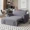 Hadibio 2 Seater Sofa Bed, 3 in 1 Convertible Sleeper Bed with USB & Type-C Ports, Pull Out Double Sofa Bed with Adjustable Backrest, Full Size Fabric Couch Bed for Living Room/Apartment, Dark Grey