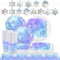 YINcrinx 62PCS Set di stoviglie per la festa di Frozen, decorazione con bandiera a coda di pesce, stoviglie per la festa di compleanno con fiocchi di neve per la festa di compleanno dei bambini