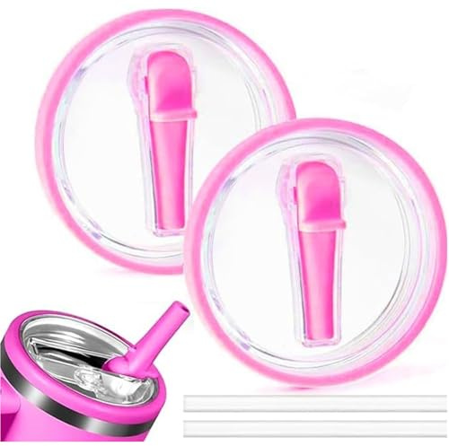 NINFEIQI 2 Pack 40oz Tumbler Flip Straw Lid Replacement, Spill Proof Splash Resistant Tumbler Lids, Tumbler Flip Straw Lid for Stanley Accessories