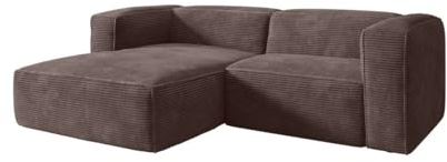 Luxusbetten24 Designer Sofa Comfy L Mini in Cord Braun Links