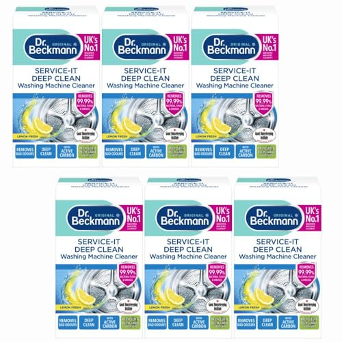 Dr Beckmann Service-it Deep Clean Washing Machine Cleaner Lemon Fresh 250g x6 - Removes Limescale, Residue & Odours - For Long-Lasting Machine Hygiene with Welari Thank You Card | (6 Pack)
