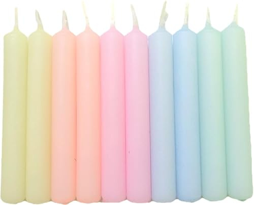 GLOWYBOX® Geburtstagskerzen Babyfeier Taufe für Kerzenring Kerzen für Babygeburtstag 1.Geburtstag bunte Kinderkerzen Geburtstagszug Minikerzen bunt Baumkerzen bunt neon dip Dye Kerzen Baby Regenbogen