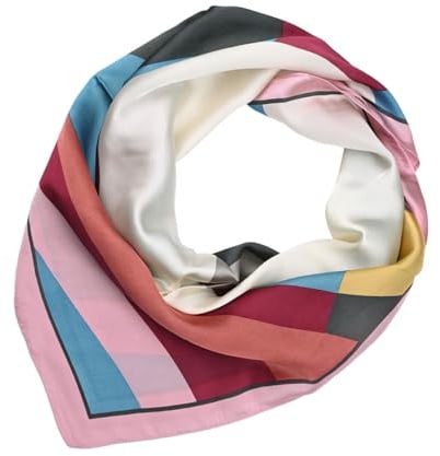 LUMBERJACK Sciarpa Donna Pura Seta, Foulard Fazzoletto da Collo, Fantasia Geometrica, Quadrato 70x70 cm, Con Scatola Regalo