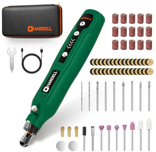 HARDELL Mini Cordless Rotary Tool Kit, 69 Accessories Precision Engraving Tool with 5-Speed Control, USB Rechargeable Craft Tool with LED Light for Sanding, Polishing, Grinding & DIY Projects