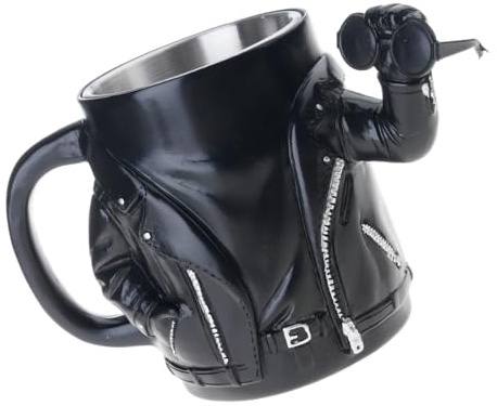 Large Resin Mug for Home Outdoor Use Biker Jackets Designs Cup for Birthday Celebration Holiday Presents Jackets Design Mug