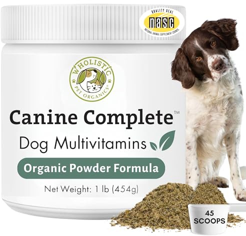 Wholistic Pet Organics Canine Complete - Dog Multivitamin Powder - 1 Lb - Daily Dog Vitamins and Supplements for Homemade Food - Immune System, Skin, Coat & Overall Health - All Breeds - 45 Scoops
