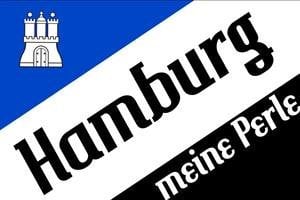 Hamburg Meine Perle Motiv  schräg  Fussball Fahne Flagge Grösse 1,50x0,90m - FRIP –Versand®