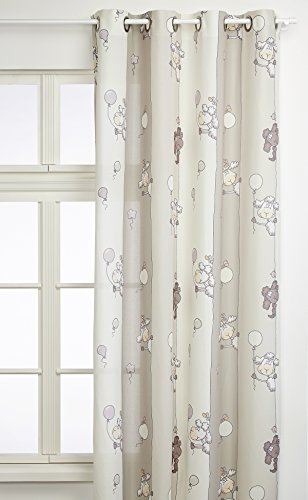 Linder 0206/20/49806/375FR - Tenda per cameretta Bimbi, con Occhielli, Motivo Pecore, 135 x 260 cm, Colore: Beige