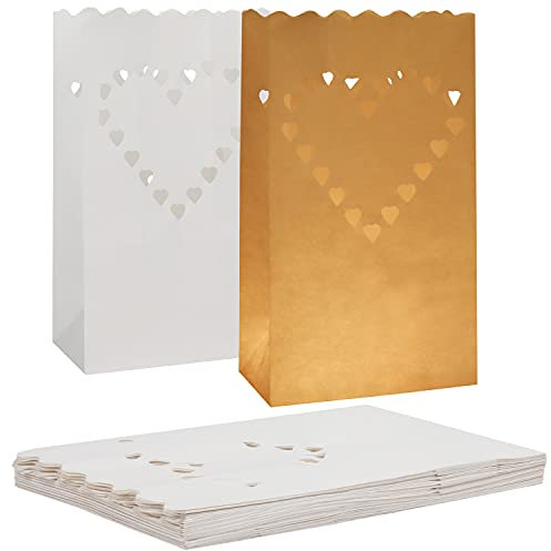 Kurtzy 20 STK Lichtertüten Papier - Papier Lampions Feuerfest Kerzentüten - Papier Laterne für Party Tischdeko, Events, Valentinstag, Verlobung, Hochzeit, Weihnachten