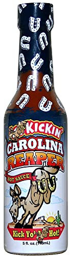 Sauce piquante KICKIN' Carolina Reaper - 5 oz - Sauce piquante gastronomique de qualité supérieure pour les ailes de poulet et les burritos du petit-déjeuner