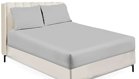 Sapphire Collection Luxury Percale Non Iron Silver Fitted Sheet Size (Double)