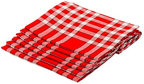 Lingorama Serviette De Table 50X50 Normande Carreaux - Pur Coton - Vendu à la pièce - Coloris Rouge