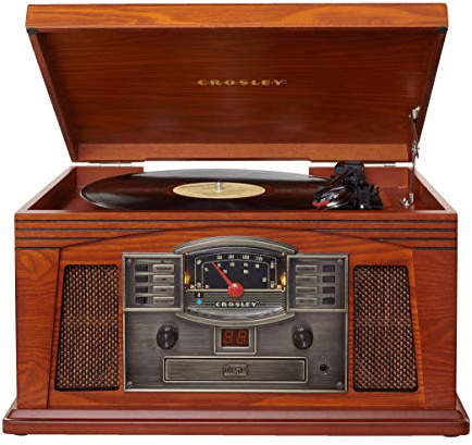Giradischi Crosley Lancaster Entertainment Lettore CD E Radio FM Bluetooth, paprica