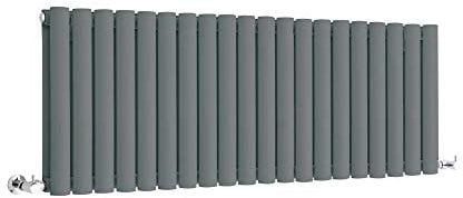 Milano Aruba Anthracite Horizontal Double Oval Panel Radiator - 400mm x 1180mm