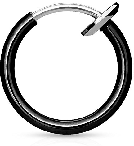 Bungsa Fake Piercing-Ring gold/schwarz/silber/roségold Edelstahl Chirurgenstahl mit Spring Verschluss (für Fake Septum Nasenpiercing Zunge Lippe Ohrstecker Non Piercing No Piercing Piercingring)