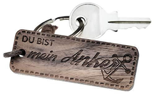 Die-Alltags-Helden Schlüsselanhänger Holz mit Gravur 'Du bist Mein Anker' Rechteck
