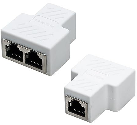 COVVY connecteur de Femme à Femme fendeuse rj45 réseau Femmes pour 1 à 2 Port Cat 5 / Cat 6 LAN câble Double connecteur Adaptateur Prise (2Pcs, Blanc)