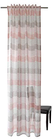 Homing halbtransparenter Vorhang quergestreift Rose (1Stück) 245 x 140 cm (HxB)