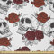 ABAKUHAUS Halloween Stoff als Meterware, Roses Gothic Schädel, Microfaser Multi Zweck Dekostoff für Kunsthandwerke, 3M (230x300cm), Grau