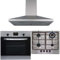 SIA 60cm Stainless Steel True Fan Electric Oven, 4 Burner Gas Hob & Cooker Hood