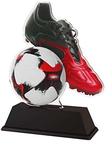 Trophy Monster Modern Football Ball & Boot Award Free Engraved Plate | Bulk Trophies Deal | for Clubs & Leagues, Adult or Kids | Made from Printed Acrylic (3 sizes) (140mm)