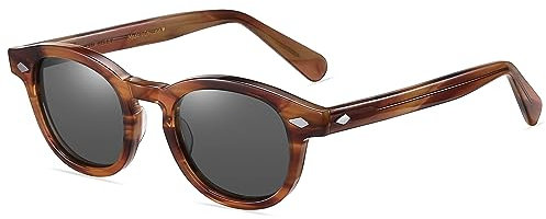 SHEEN KELLY Retro Acetat Ovale Sonnenbrille für Männer Frauen Hochauflösend Polarisierte Round Linse Material