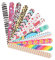 YIMICOO - 12 limas de uñas de grano 150/150, para uñas, lima de uñas profesional de doble cara y búferes para uñas acrílicas naturales, con empujador de cutículas, colorido, 7 pulgadas