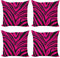 ABAKUHAUS Teen Zimmer Dekokissen Kissenbezug 4er Pack, Hot Pink Zebra-Haut, Modern Accent Doppelseitiger Digitaldruck, 60 x 60 cm, Magenta Schwarz