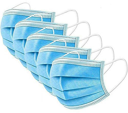 500x Schutzmaske Mundschutz Einweg Maske Gesichtsmaske 3 Lagig Vliesstoff Blau